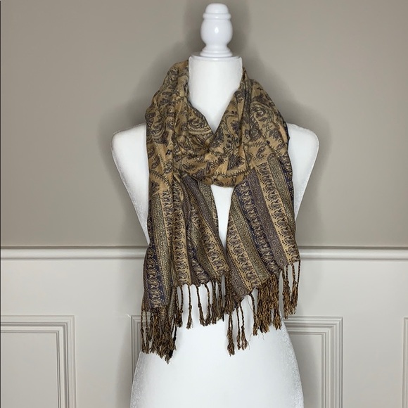 Accessories - Blue and Gold Jacquard Scarf